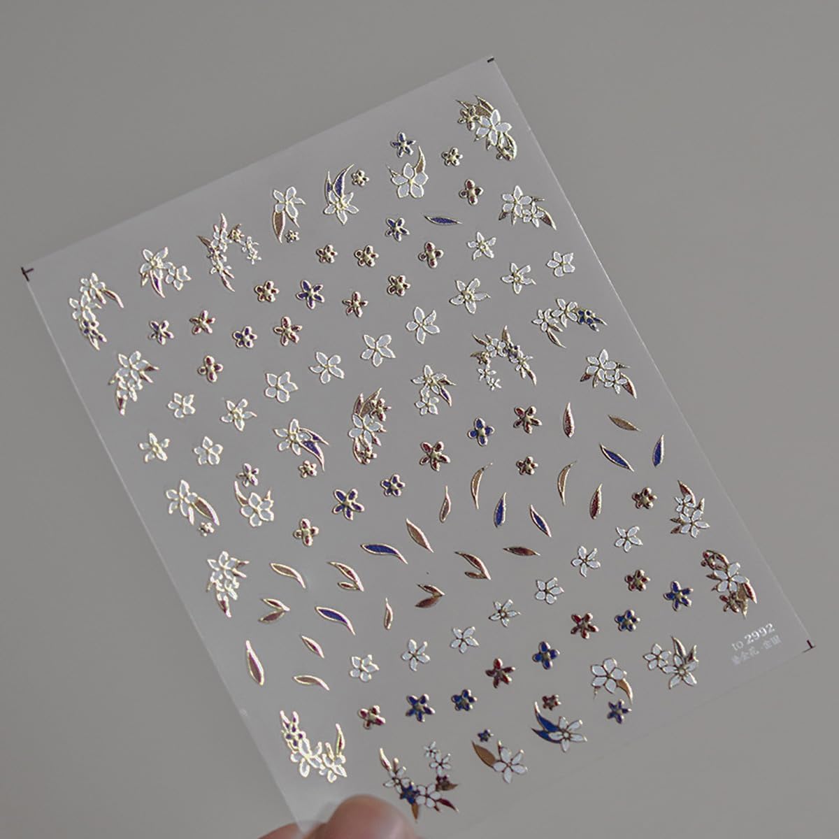 1 Sheet Spring Flowers Nail Stickers, Leaves Floral Nail Decals, 5D Embossed Self-Adhesive Nail Design Stickers for Women DIY Brown Blue Flowers Leaves Manicure Art Supplies