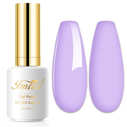 Imtiti Pastel Gel Nail Polish, Lilac Pastel Purple, 0.5 Fl Oz LED UV Gel Polish Spring Summer Easter DIY Nail Art Starter Manicure Salon Kit