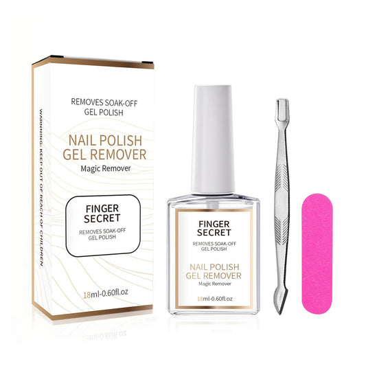 Nail Polish Remover Gel Nail Polish Remover Effective Thorough Gel Remover Kit 0.6oz DIy Festival Home (finger flat bottle 18ml bursting gel +mini sand bar + small steel pusher)