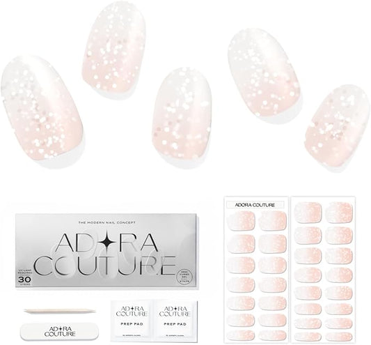 Semi Cured Gel Nail Strips with 30 Pieces - Salon Quality Manicure Kit for Women Easy Application Wraps Includes Prep Pads Nail File Wooden Stick, UV Light Required (Milky Peach)