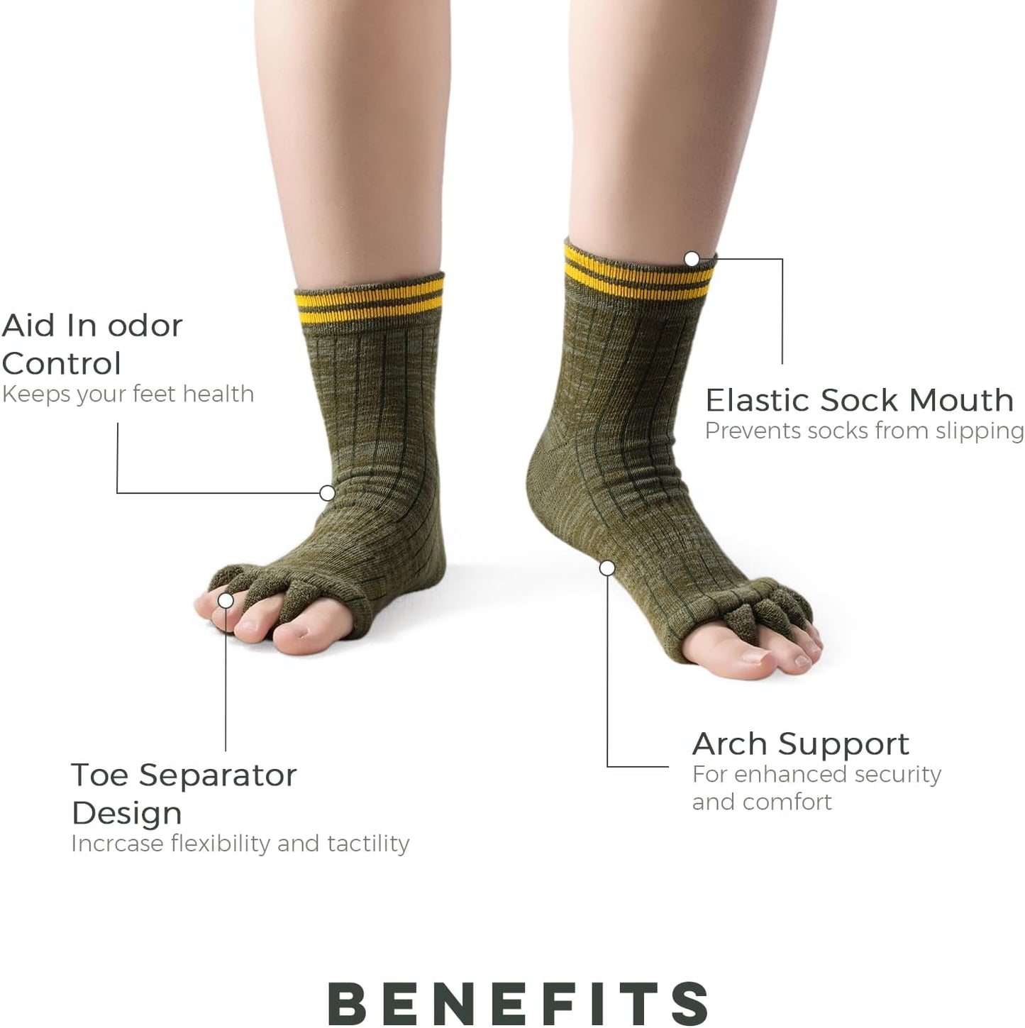Toe Separator Socks,Foot Alignment Sock for Health Care, Pain Relief, Bunion Corrector, Breathable Toe Socks for Women/Men