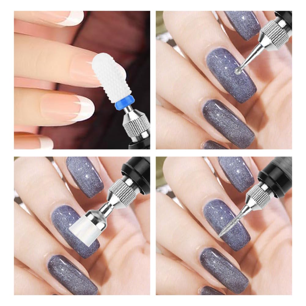 13Pcs Nail Drill Bits Set with 5 Manicure Tools, Drill-Bits for Nails, 3/32'' Professional Nail-Bits for Nail Drill Efile(COLOR:As shown)