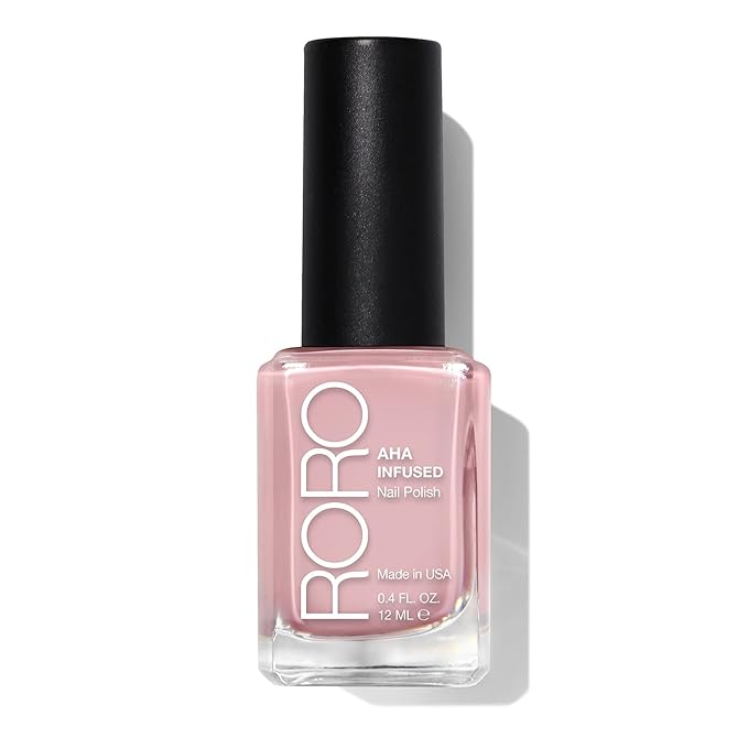 roro AHA Infused 21+ Free Nail Polish - Chip-Resistant High-Impact Nail Color Lacquer Made in the USA, Vegan/Cruelty-Free, Gluten-Free, Ballet Recital, Ballerina Pink, .4Fl Oz/12mL
