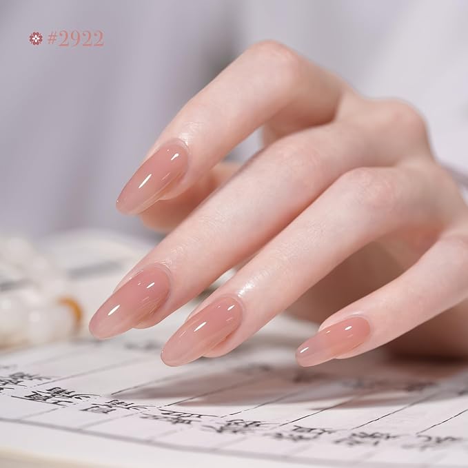 GAOY Jelly Nude Pink Gel Nail Polish Set, 6 Transparent Colors Sheer Brown Soak Off UV Light Cure Gel Polish Kit for Salon and Nail Art DIY at Home
