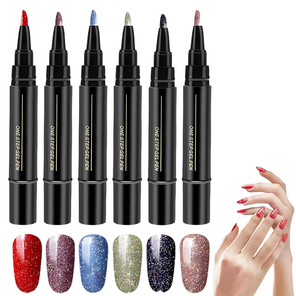 Nail Polish Pens, 3 in 1 Quick Dry Gel Polish Pens with 18 Colors 5ML, for DIY Nail Art, Easy Home Use for Women (Color 13-18)