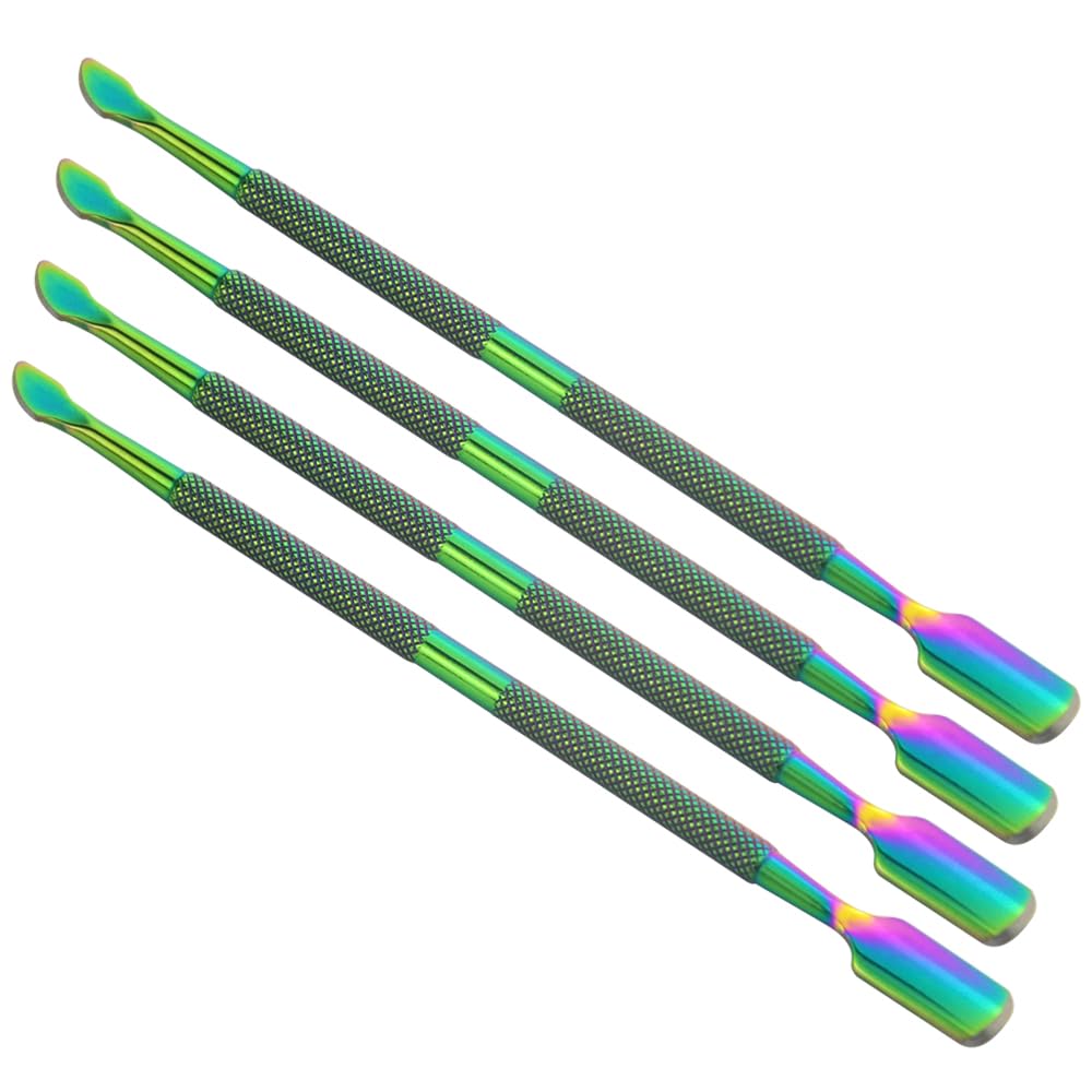 8 Pieces Nail Cuticle Pusher Stainless Steel Nail Polish Cuticle Remover Double Ended Manicure Nail Pedicure Tool Metal Cuticle Peeler Scraper for Fingernails and Toenails (Rainbow)