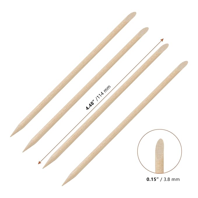 LEXININ 1000 PCS 4.5 Inch Wood Cuticle Pusher, Double Heads Wooden Cuticle Sticks, Wood Orange Nail Sticks for Manicure Pedicure