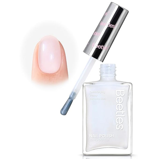 Beetles White Nail Polish - Milky White Nail Concealer Fast Dry Quick Natural Nail Strengthener and Growth Treatment for Thin and Damaged Nails Imperfection Masking Gifts for Women,0.51 FL OZ
