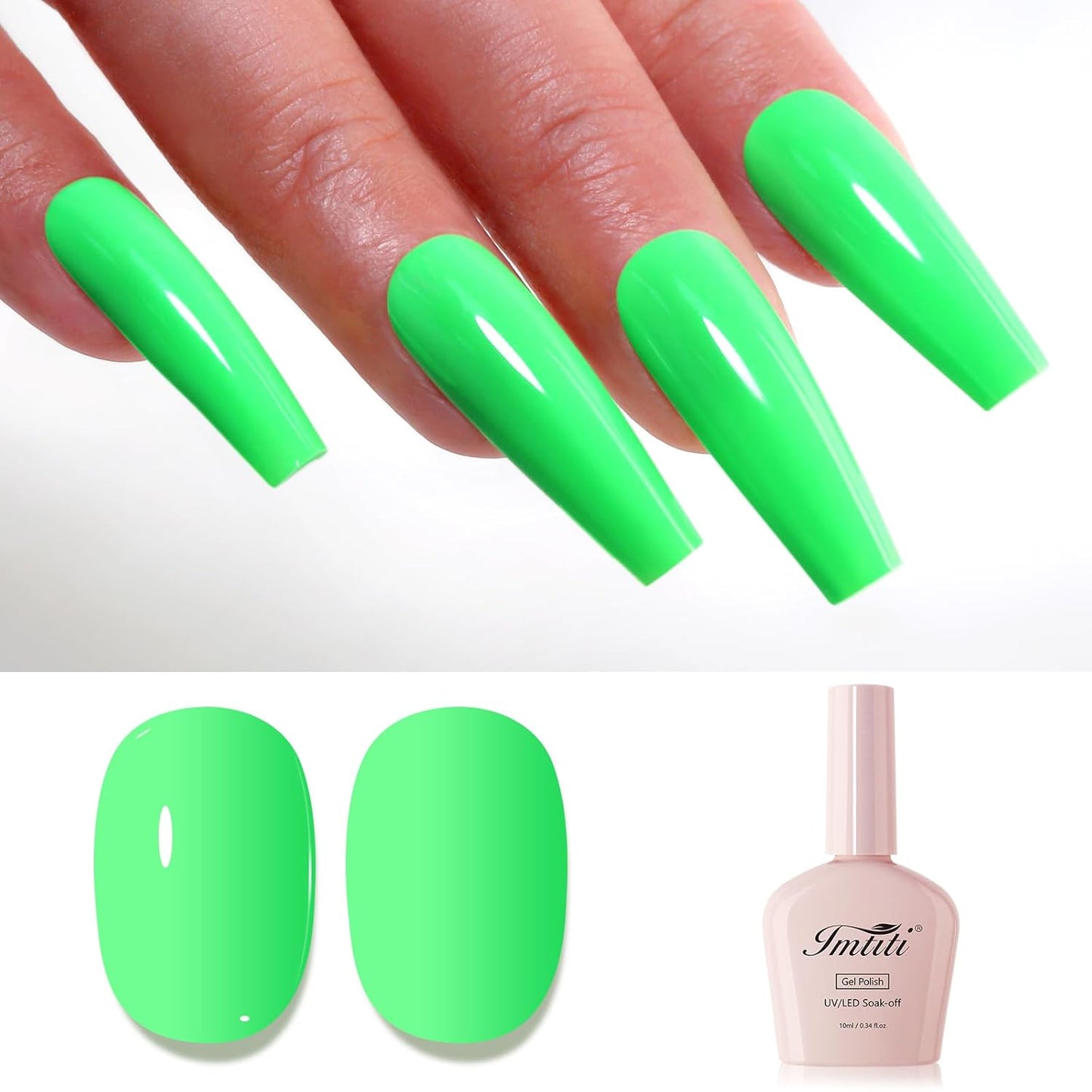 Imtiti Green Gel Nail Polish, Pastel Green Gel Polish High Gloss Soak Off UV LED Spring Summer Art Manicure Salon DIY Design 10ML
