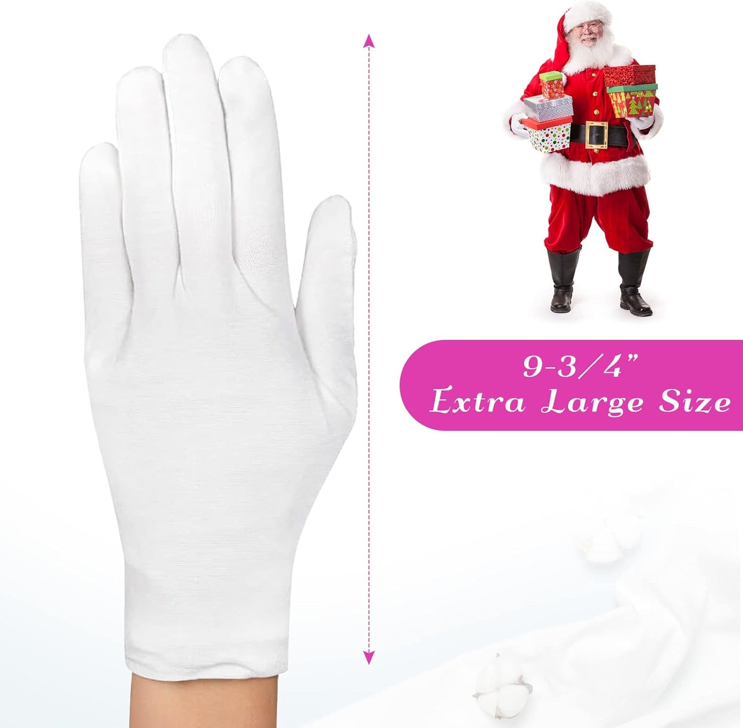 Paxcoo 12 Pairs XL White Cotton Gloves for Dry Hand Moisturizing Cosmetic Eczema Hand Spa and Jewelry Inspection