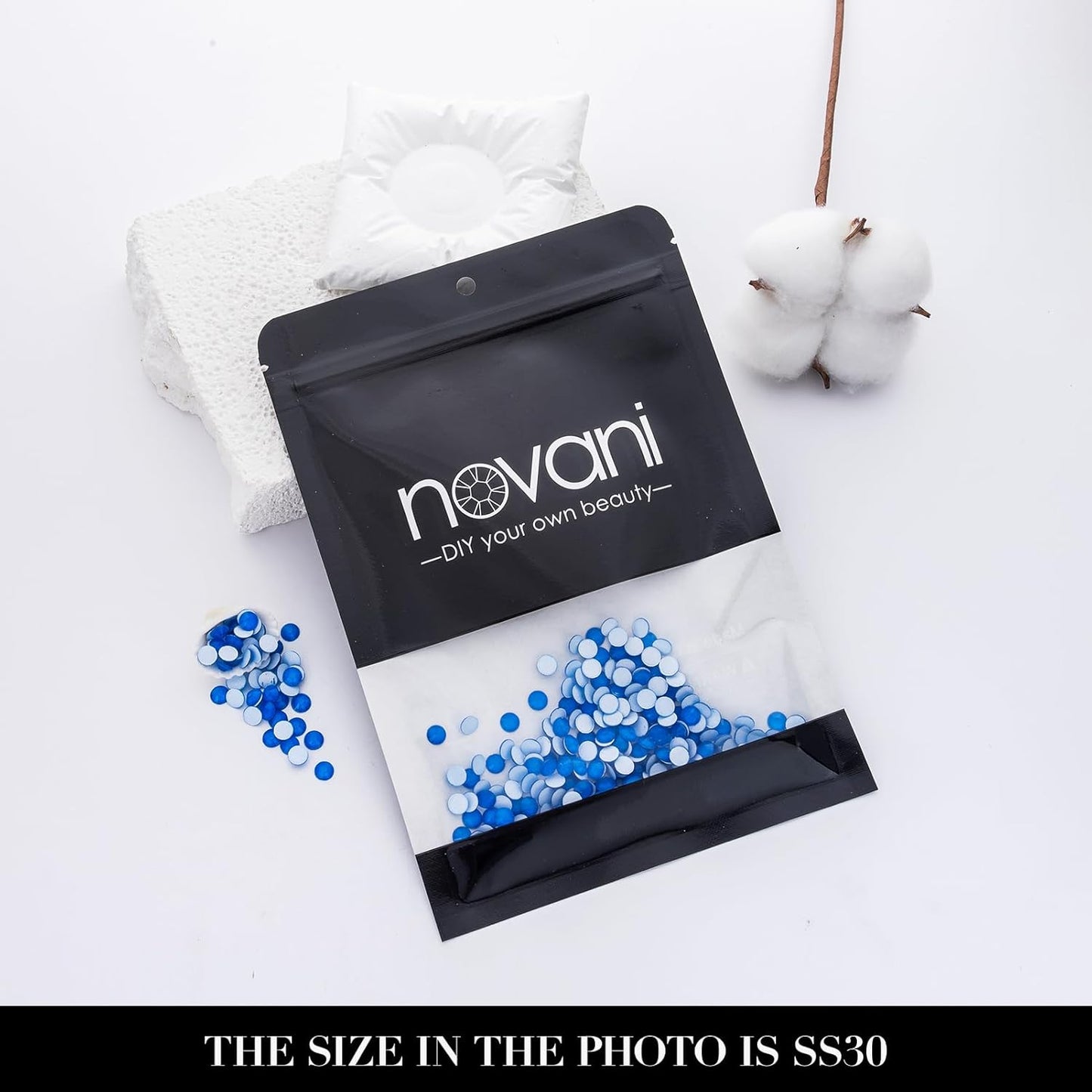 Novani 576 Pieces Flatback Rhinestones Glass Round Gems Neon-Blue Crystals for Nail Art DIY Crafts Clothes Shoes,SS30,6.4-6.6mm