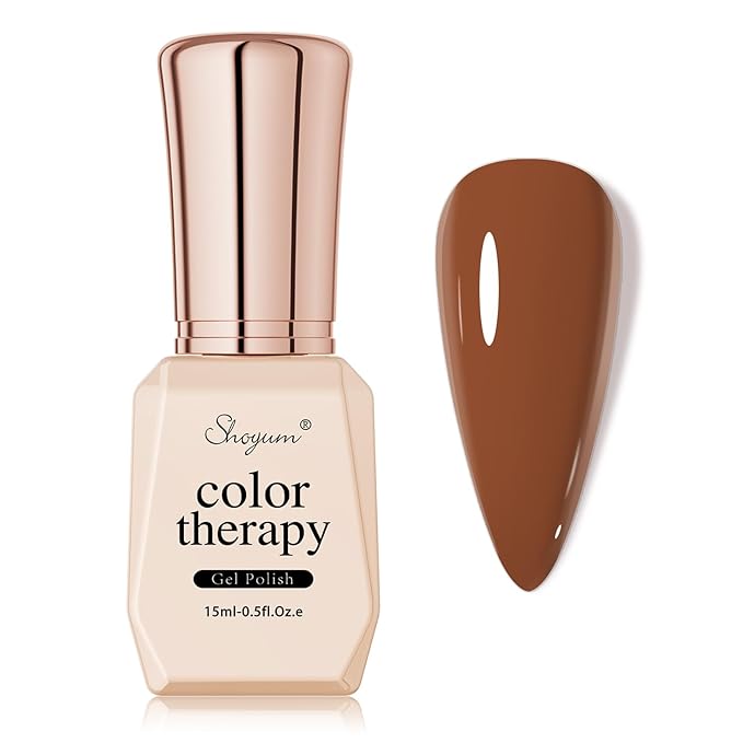 Caramel Brown Gel Nail Polish, 15ml 0.51OZ Soak Off U V LED Gel Polish Nail Art Design Salon Manicure DIY
