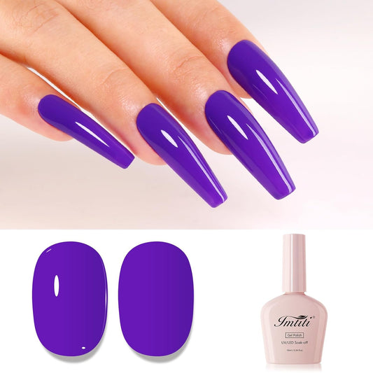 Imtiti Purple Gel Nail Polish, Dark Purple Gel Polish High Gloss Soak Off UV LED Autumn Winter Art Manicure Salon DIY Design 10ML