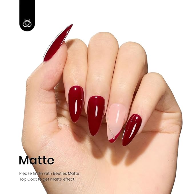 Beetles Oxblood Red Gel Polish Dark Red Full Maroon Red Fall Gel Nail Polish 15ml Soak Off UV LED Needed Nail Art Manicure Salon DIY Design at Home Gifts for Woman