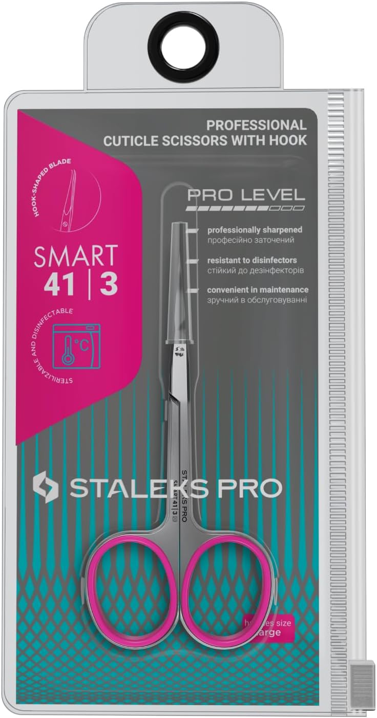 Staleks Professional Cuticle Scissors – Manicure Scissors, Stainless Steel, Extra Fine Curved Blades – Smart 41 Type 3 SS-41/3