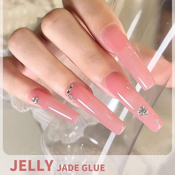 Jelly Nude Gel Nail Polish, 15ml Sheer Pink Translucent Soak Off Gel Polish, UV Light Cure for Nail Art DIY X07