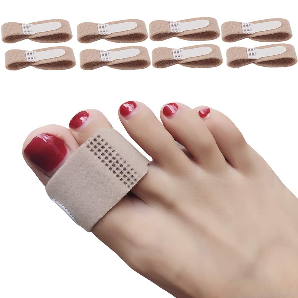 Lengthened Broken Toe Wraps for Your Big Toes, 8 Pcs/Pack Fabric Toe Splint Toe Cushioned Bandages Finger Protectors Straightener Hammer Toe Separators