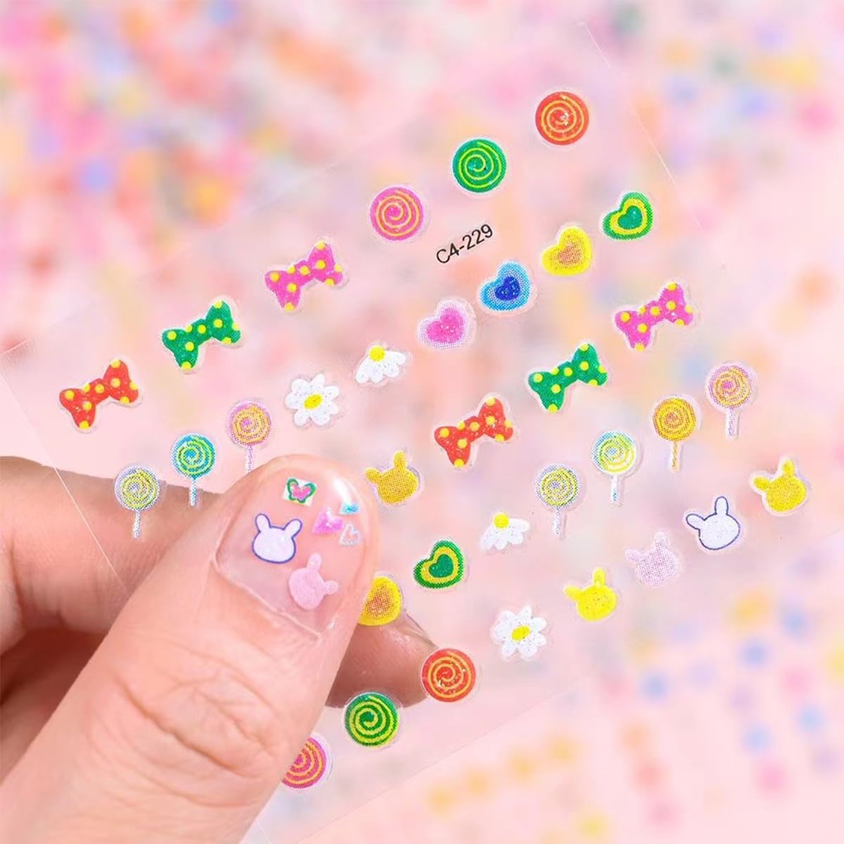 30 Sheets Cute Bunny Nail Art Stickers Set Easter Nail Sticker 3D Cats Paw Design Stickers Self-Adhesive Cartoon Nail Supplies Rabbit Cherry Cat Claw Nail Decorations for Women Girl