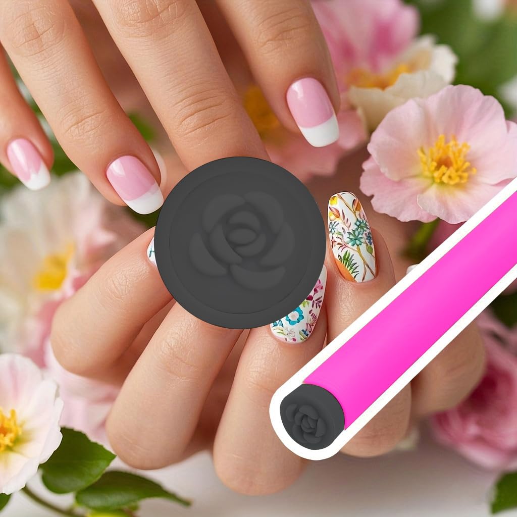 48 Pcs Nail Stamp Pen Set, Nail Art Pens, Quick Nail Art Tools with Different Patterns, Flower Butterfly Rose DIY Nail Stamping Pen Kit, Nail Design Tools for Women (Gray)