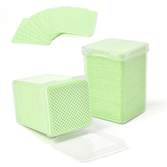 Lint Free Nail Wipes 350Pcs Nail Polish Removal Wipe Disposable Non-Woven Cotton Pads Super Absorbent Eyelash Extension Glue Cleaning Wipes Nail Salon and Home Use, Green