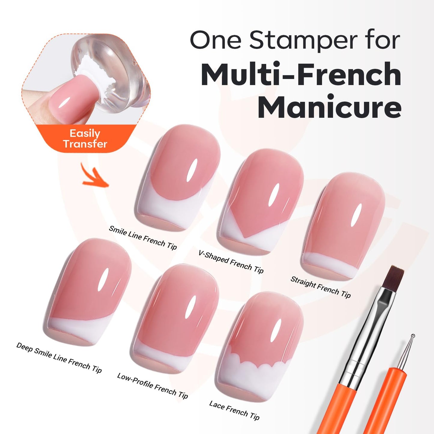 modelones 16 PCS Gel Nail Polish Stamping Plate Set, French Tip Tool Stamper & Scraper, Gold Silver Pearl Chrome Powder Proof Matte Top Coat 2 Colors Painting Gel for Nail Art Fall Manicure Gift Kit