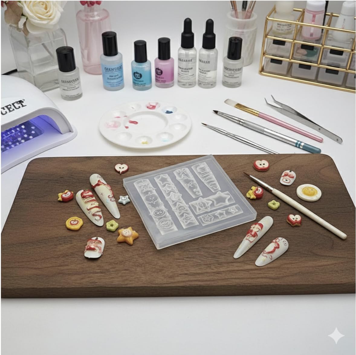 1 Pcs Apple and Star Silicone Nail Art Molds for Women Resin Nail Design