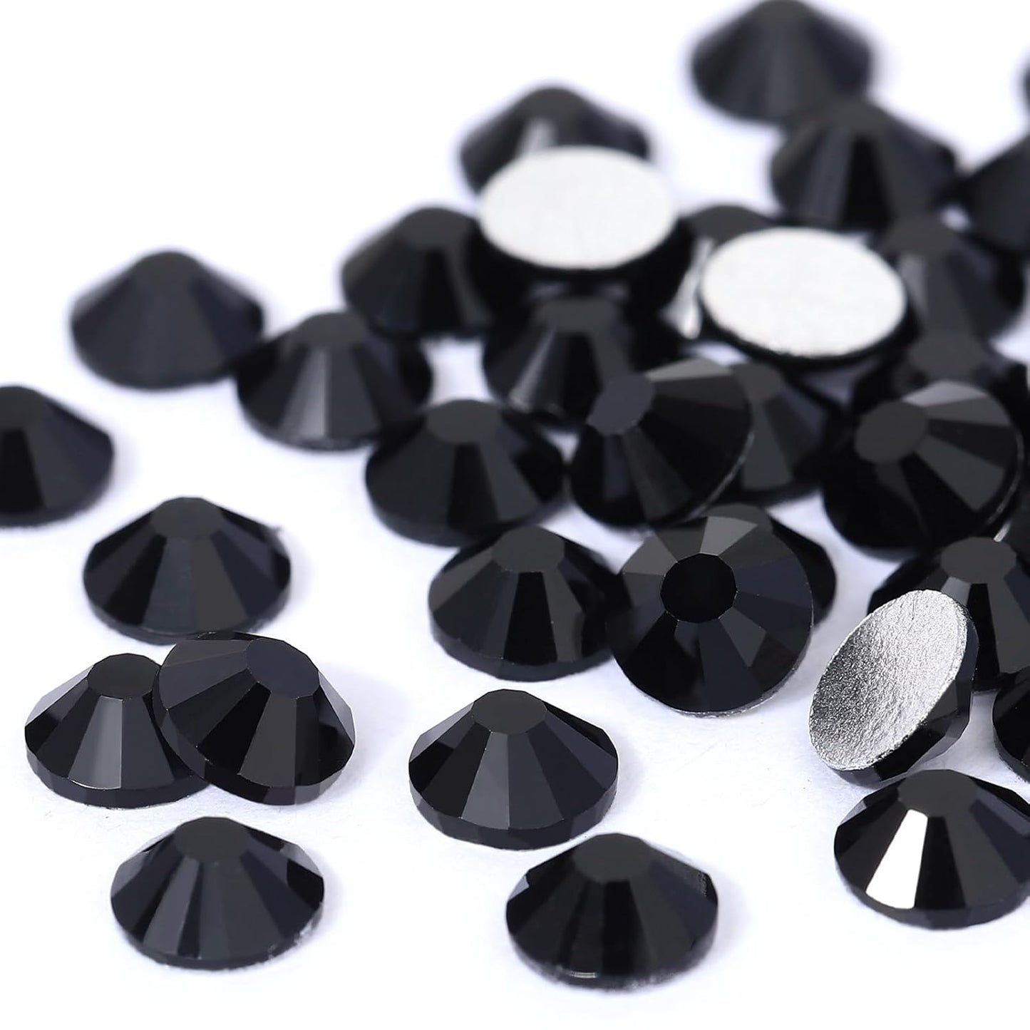 Novani Black Rhinestones, Flatback Loose Gemstones 288pcs Glass Rhinestones for Clothes Shoes Crafts Makeup Nail Art and DIY Decorations(SS30, 6.4-6.6mm)