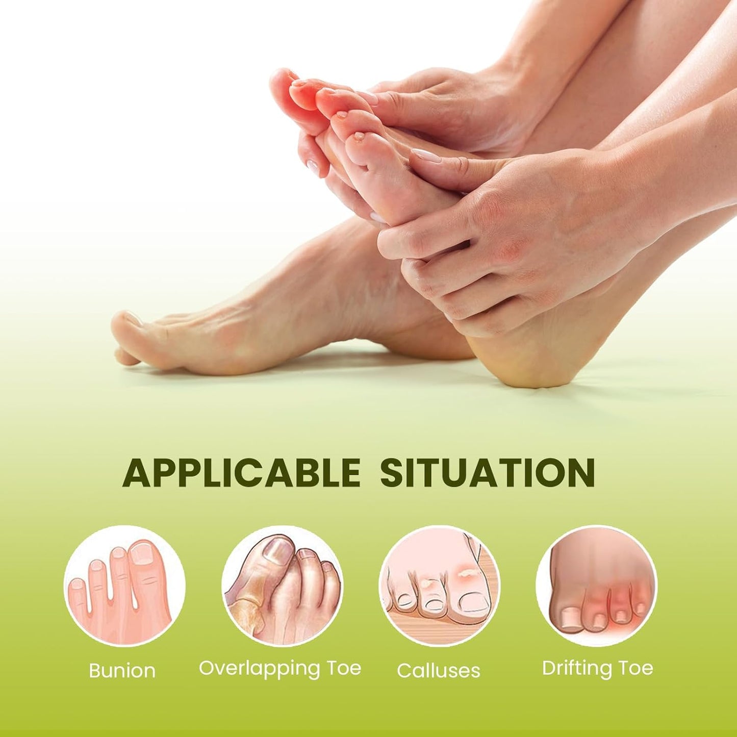 Bukihome Toe Separators, 4 Pair Soft Gel Toe Spacers to Correct Bunions, Toe Stretcher for Therapeutic Relief from Plantar Fasciitis, Foot Pain for Women & Men,Blue+S
