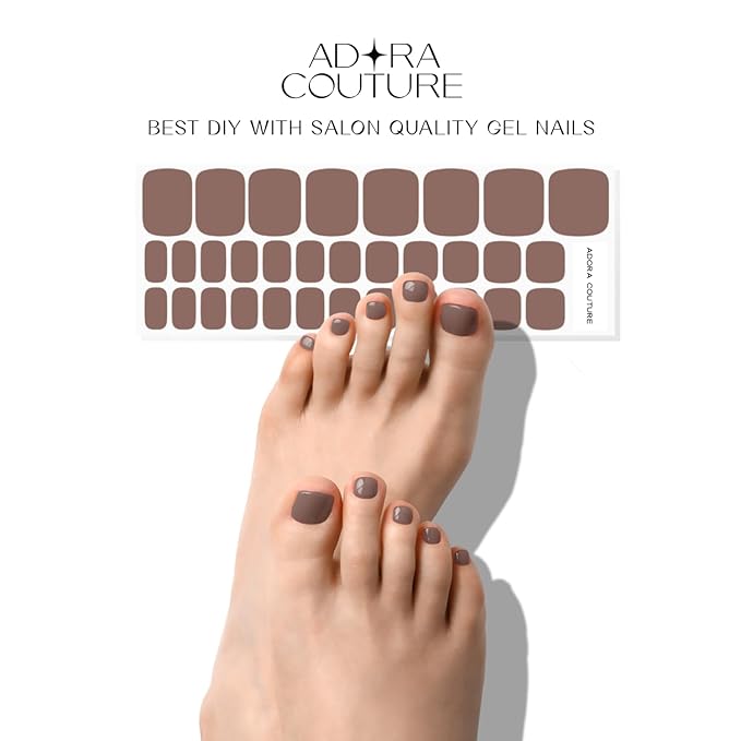 Semi Cured Gel Nail Strips - 32 pcs Gel Pedicure Stickers, Easy to Apply & Remove Toenail Stickers, Salon Quality at Home & Long Lasting - UV Nail Lamp Required - Coral Sand P
