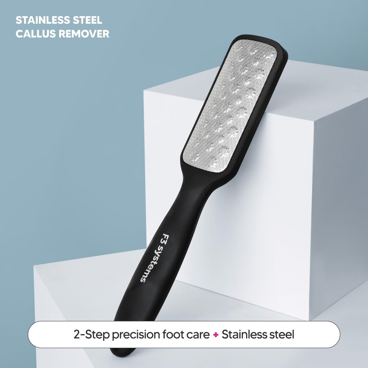 2Steps Stainless Steel Callus Remover, Effective for Thick Callus and Cracked Feet Pedicure Rasp, Remove Hard Skin, Grater Foot File, Foot Scrubber, Professional Foot Care