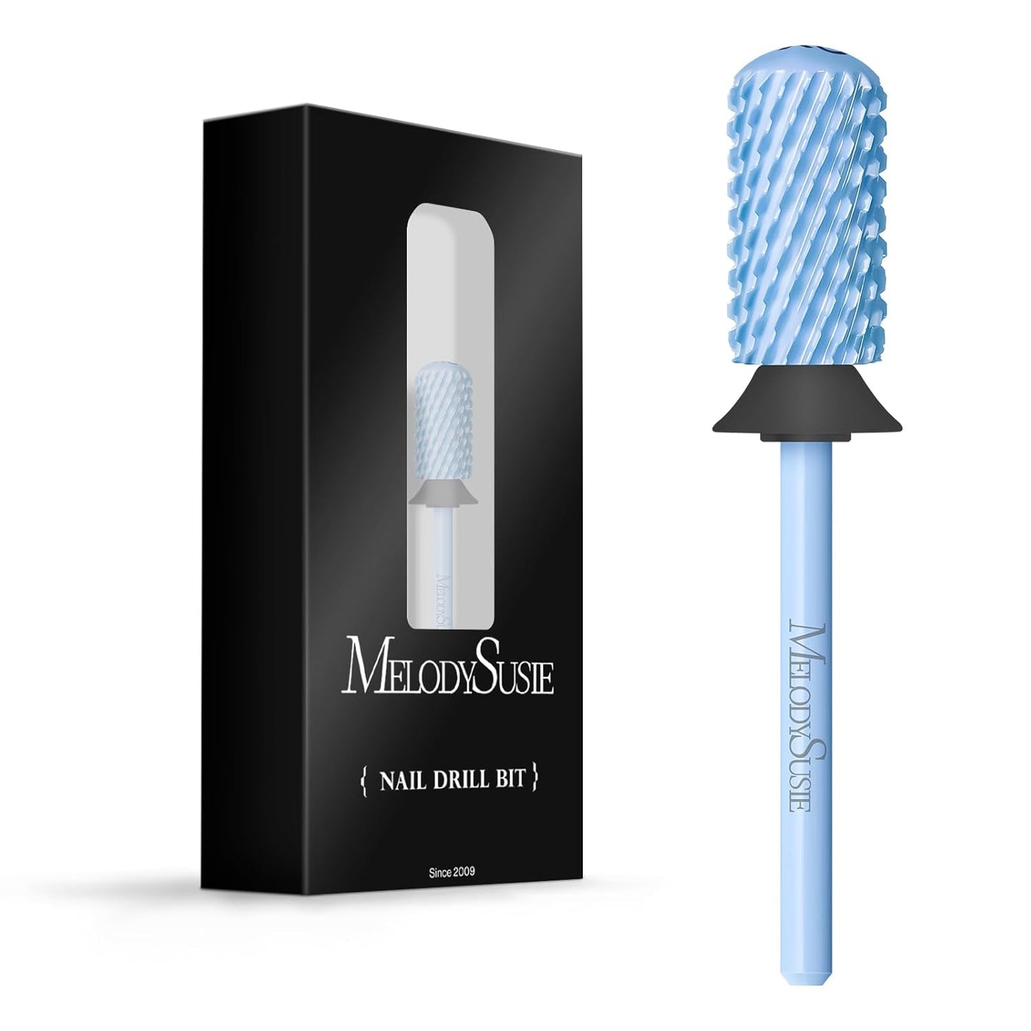 MelodySusie Safety Nail Drill Bits, 3/32'' Smooth Round Top Large Barrel Carbide Bits, Suitable for Manicure Pedicure Cuticle Gel Polishing, Beginners Bits, Light Blue, Series Bit-S, XC