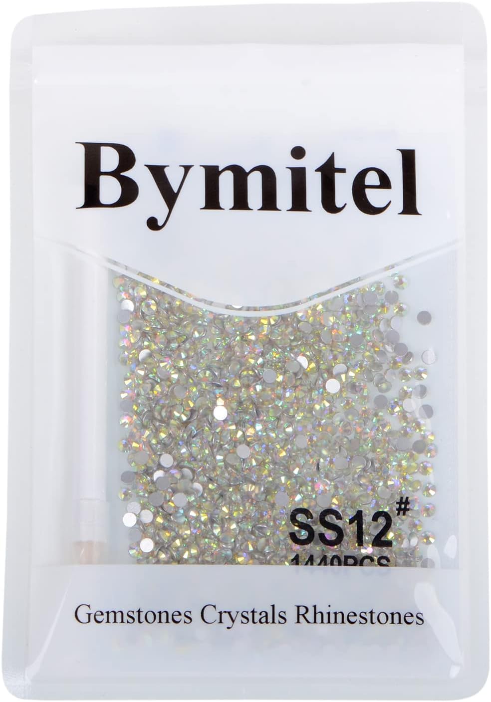1440PCS Art Nail Rhinestones Non Hotfix Glue Fix Round Crystals Glass Flatback for DIY Jewelry Making with one Picking Pen (ss12 1440pcs, Crystal AB)