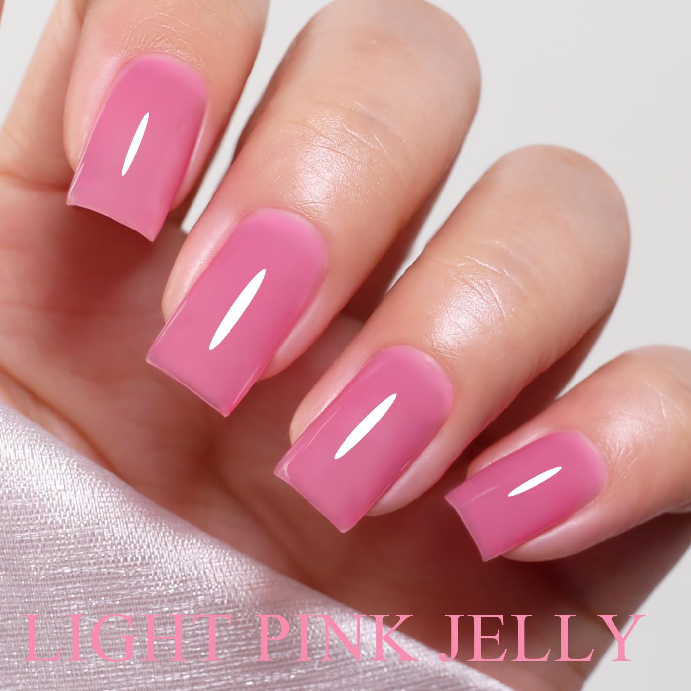 Imtiti Jelly Gel Nail Polish, Bright Pink Sheer Jelly Nail Gel Polish Soak Off UV LED Spring Summer Translucent Art Manicure Salon DIY Design 10ML