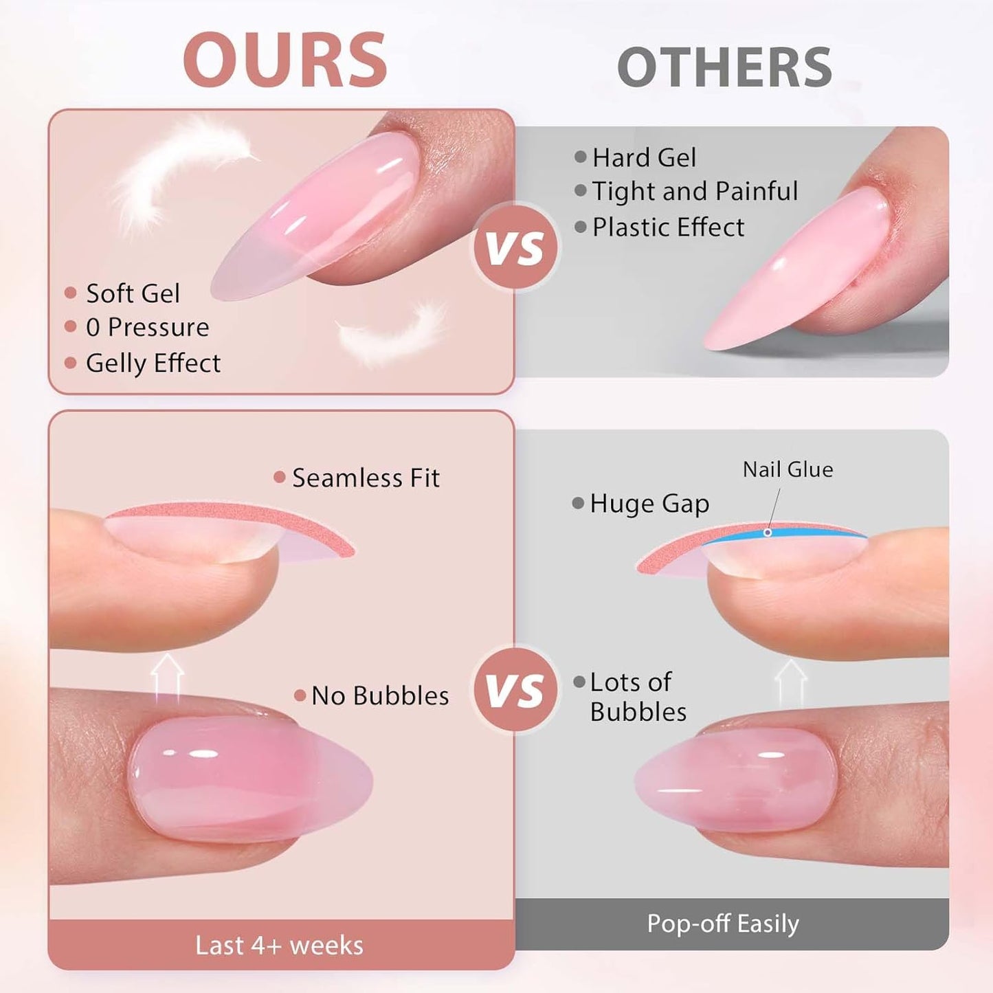 BTArtbox XCOATTIPS Gel Nail Kit - Short Coffin Press on Nails with Gel Glue, Top Coat, Nail Lamp, Pre-colored Short Nail Tips Brown Fake Nails for Daily Nail Art