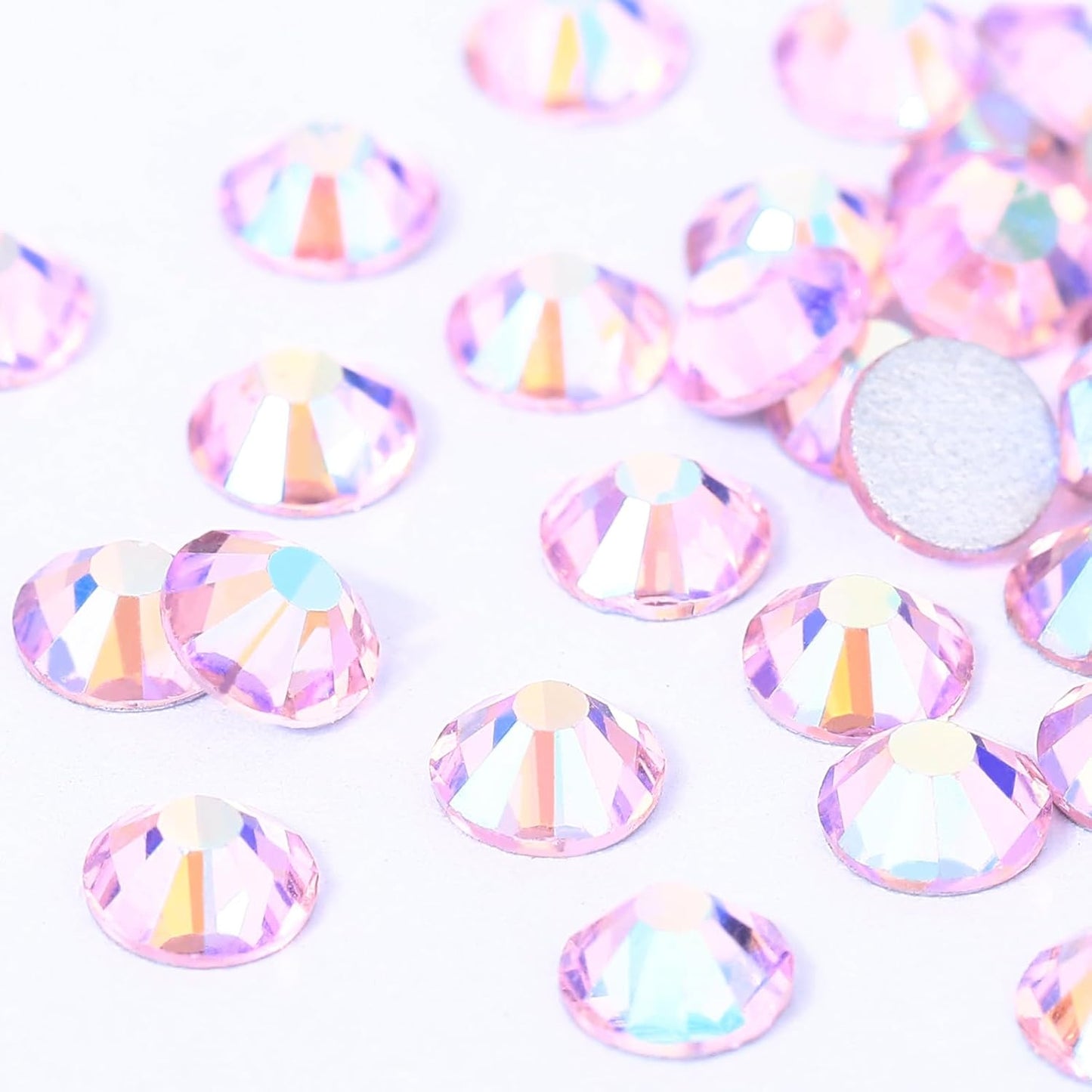 Novani Pink AB Rhinestones Glass Rhinestone for Crafts Flatback Crystals Gems and Rhinestones for Nails Art Makeup Face Clothes Shoes Decoration DIY(SS16, 1440pcs, Pink AB)