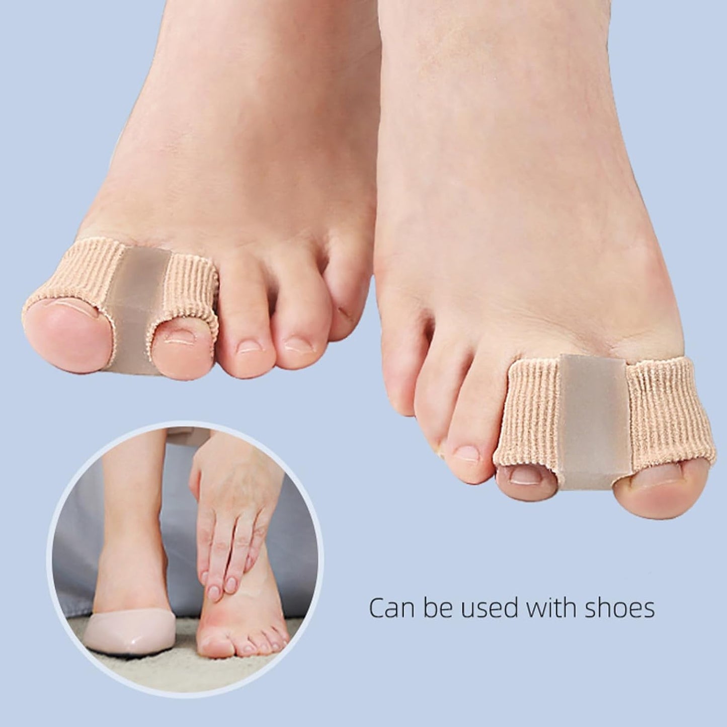 4 Pairs Toe Separator Sleeves, Soft Breathable Big Toe Corrector with Gel Toes Spacer Cushion, Crooked Hammer Toes Overlapping Toes Straightener Sleeves for Big Toe Alignment Bunion Relief（S）