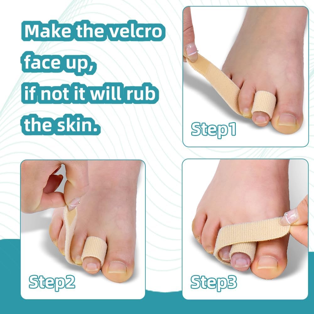 Medical-All Toe Separators for Women Overlapping Toes, Bunion Corrector and Toe spacers, Buddy Wraps for Broken Toes, Hammertoe Straightener (Black)