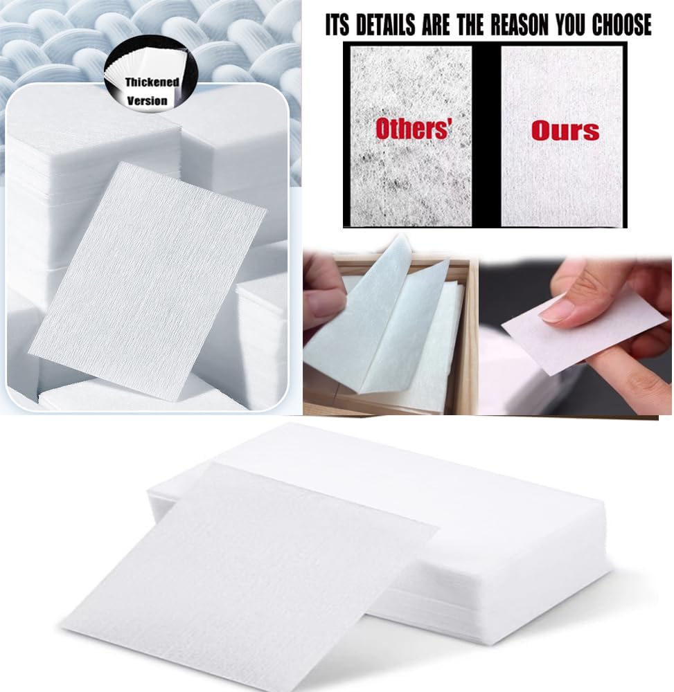 Nail Cotton Pads -600PCS Lint Free Gel Nail Polish Removers Eyelash Extension Glue Cleaning Wipes, WipesNail Art Gel Lint Free Nail Wipes (White)