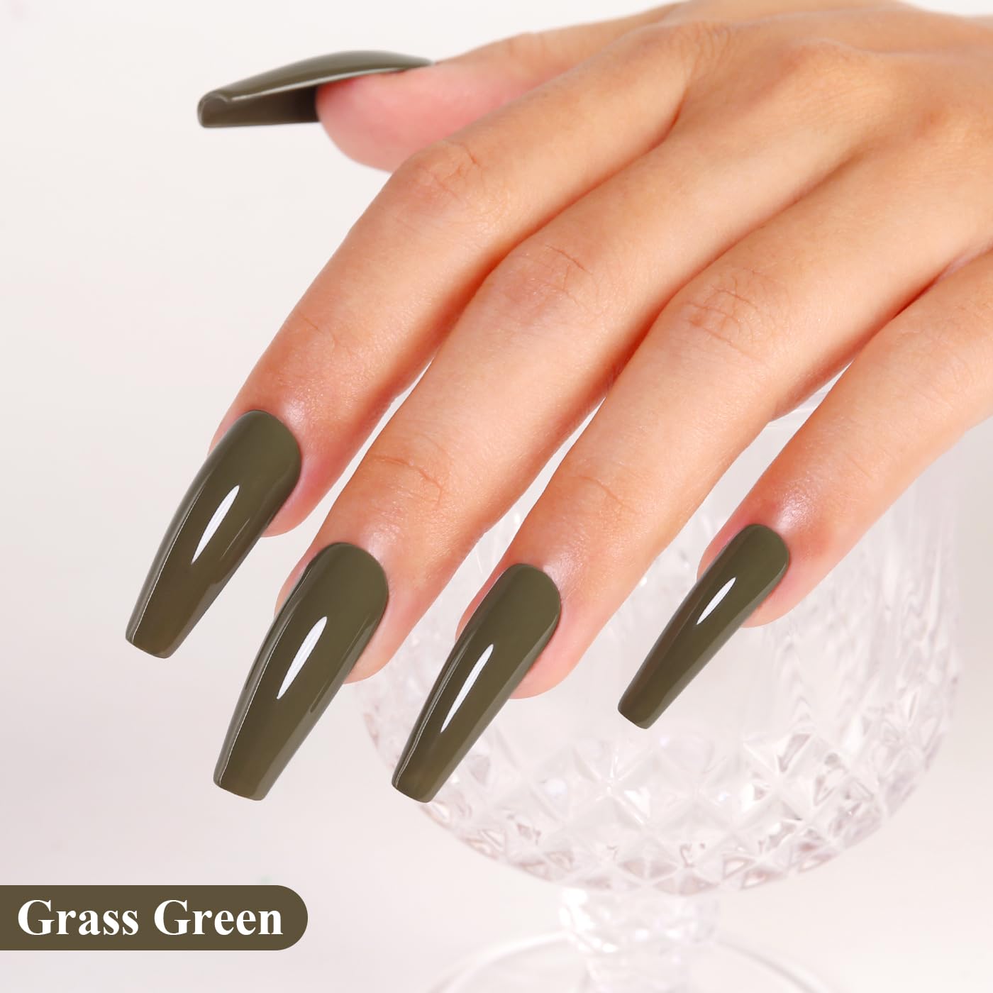 Imtiti Green Gel Nail Polish, Grass Green Gel Polish High Gloss Soak Off UV LED Nail Gel Polish Autumn Winter Gel Polish Nail Art Manicure Salon DIY Design Gel Nail Kit 10ML