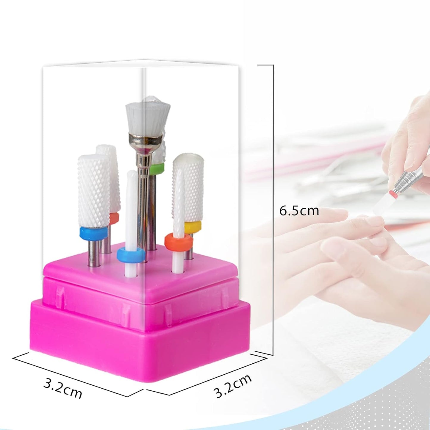 7pcs Ceramic Nail Drill Bits Set, 3/32'' (2.35mm) Drill Bit for Electric Manicure Pedicure Nail Drill Machine