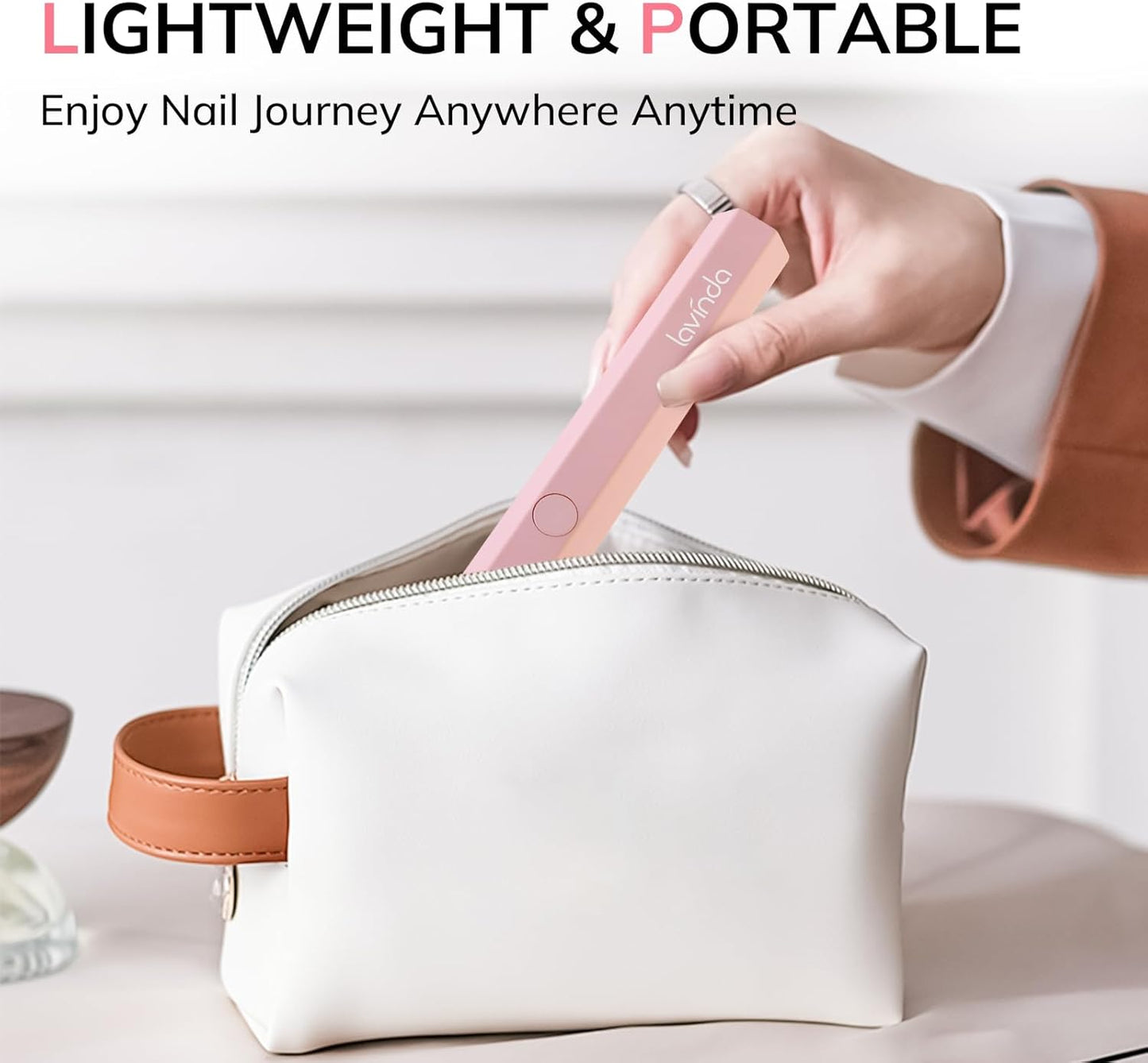 Lavinda Handheld UV Light for Gel Nails, Mini Nail Lamp, Portable Cordless Rechargeable UV Led Nail Lamp Nail Dryer for Fast Curing Gel Polish USB Flashlight for Home DIY Manicure
