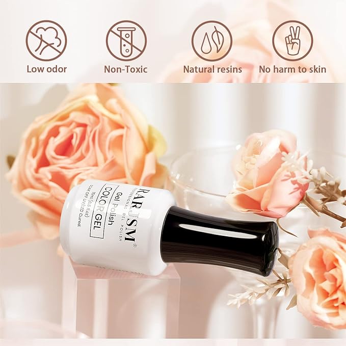 RARJSM Gel Nail Polish Jelly Pink Translucent Sheer Nude Colors Neutral Skin Tone Gel Polish Milky Clear Ice Pink 15ml Single Bottle Soak off UV LED Cured at Home Salon DIY French Manicure Nails Art