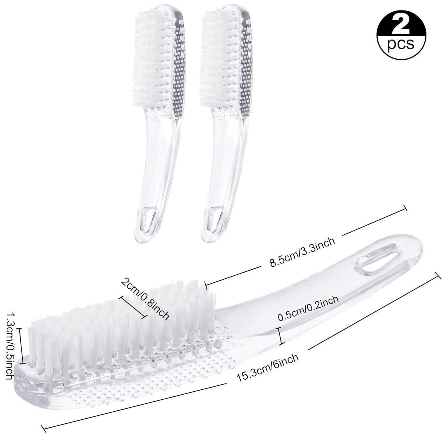 4 Pcs Handle Grip Nail Brushes for Cleaning, Long Handle Fingernail Cleaner, Hand Nail Toes Cleaning and Scrubbing Brushes, Pedicure Nail Scrubber Non-Slip for Men and Women, Clear