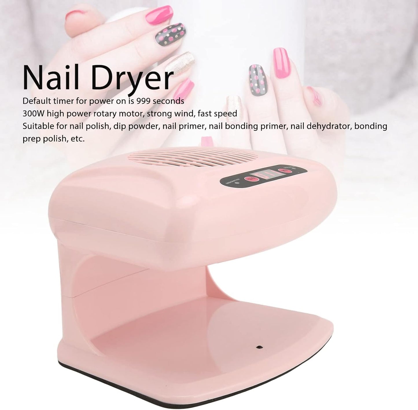 ZJchao Air Nail Dryer, 300W 2 in 1 Automatic Induction Cold Hot Air Nail Polish Drying Fan Wind Blower Dryer for Regular Nail Polish, Home and Salon Use