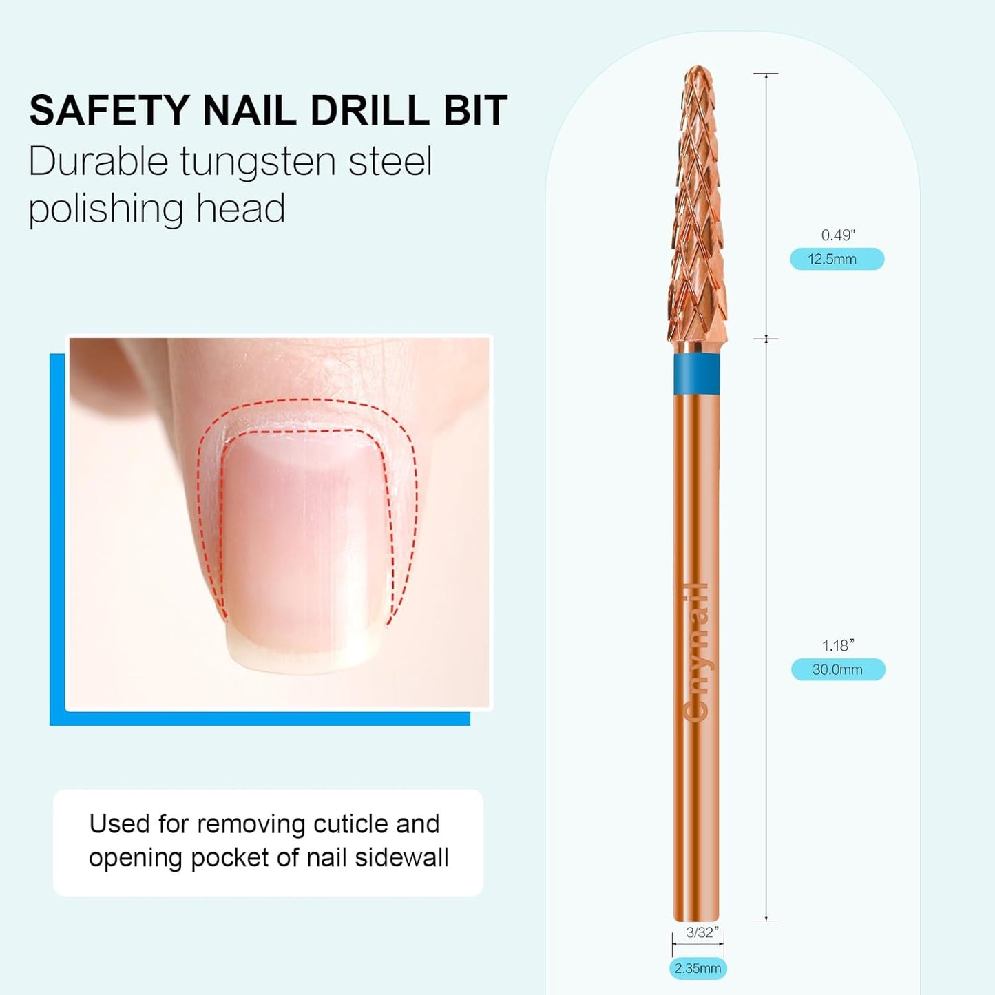3/32" Small Cone Clean Medium Grit Carbide Cuticle Cleaner Bit for Electric Nail Drills – Professional Manicure Tool for Nail Salons and Home Use (M Grit. Rose Gold)