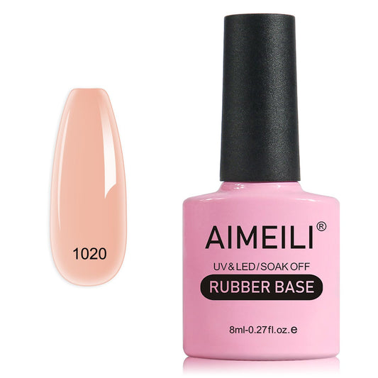 AIMEILI Rubber Base Gel Nail Polish, Hema Free, Cruelty Free, Vegan, Builder Nail Gel Base Coat Soak Off Nail Art Design - RB1020 8ml