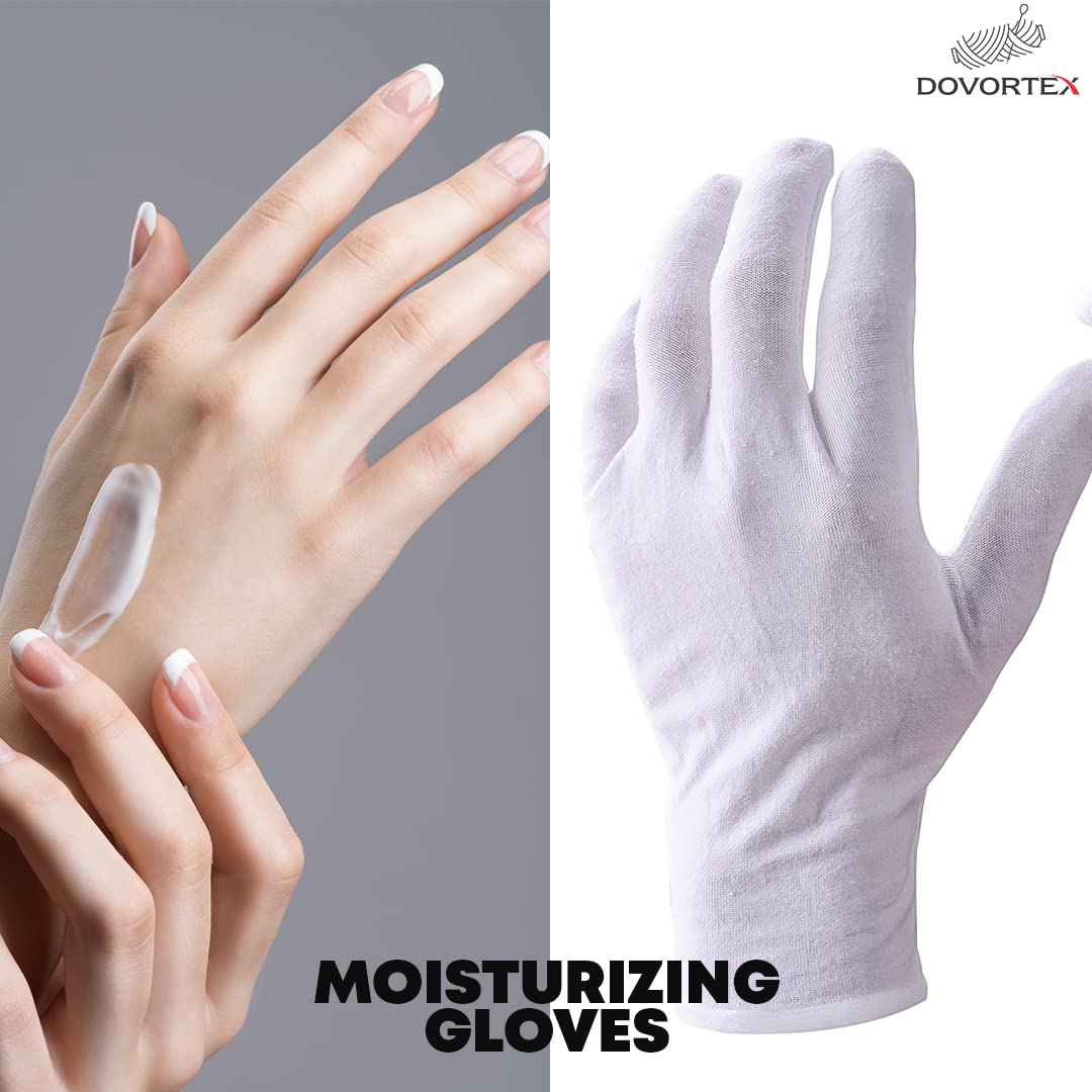 12 Pcs White Cotton Gloves| Cotton Gloves for Eczema| Cotton Gloves for Dry Hands| Moisturizing Gloves | Inspection Gloves| Coin Handling and Jewelry Inspection Gloves|