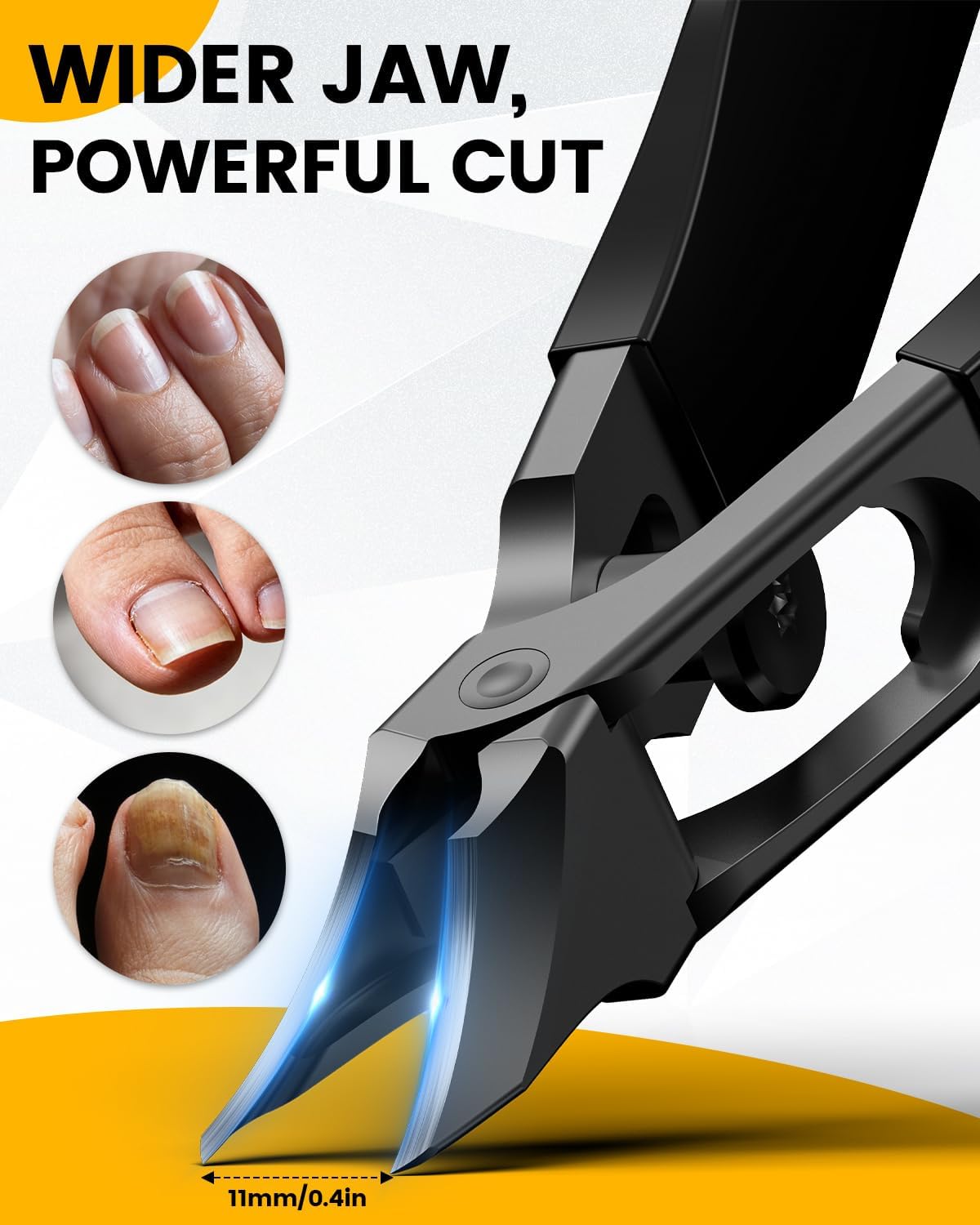 BEZOX Curved Toe Nail Clippers for Ingrown & Thick Nails - Stylish Heavy Duty Toenails Clipper for Seniors, Angled Precision Blade Fingernails Clipper - Black