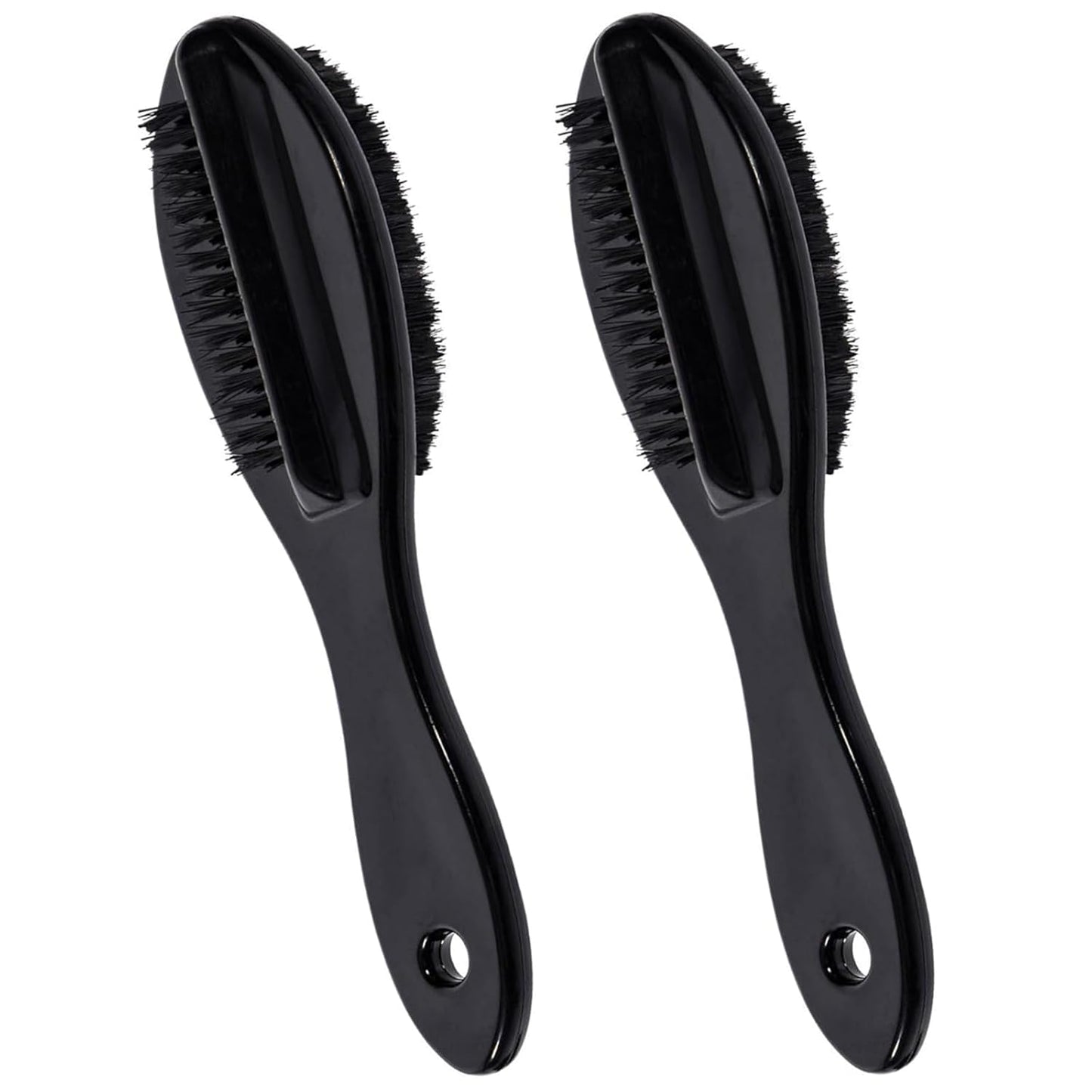 Nail Brush for Cleaning Fingernails 2 PCS, Long Handle Grip Double Sided Nail Foot Scrub Brush Fingernail Cleaner, Soft Stiff Bristles Pedicure Nail Scrubber Non-Slip for Men Women Black