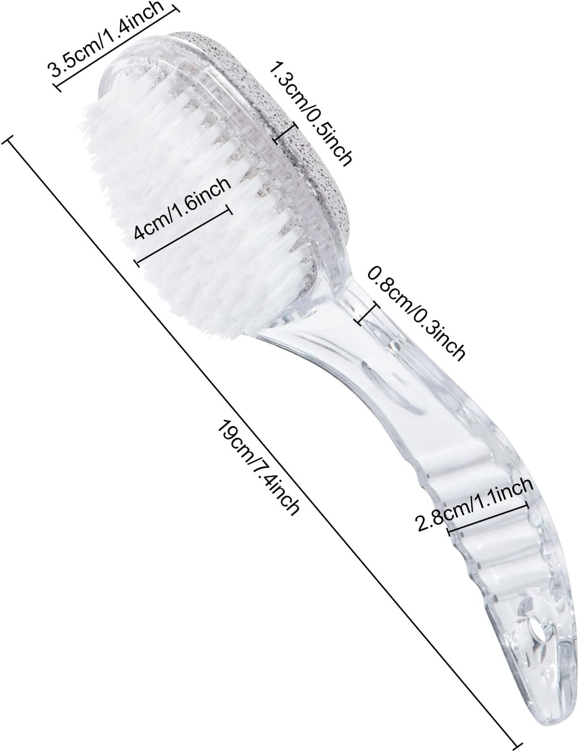 2 Pcs Foot Pumice Stone Brush Calluses Remover, Ooloveminso Large Foot Scrubber Foot File with Handle 2 in 1 Suitable for Horniness Foot Spa, Foot Care Smooth Skin (Transparent)